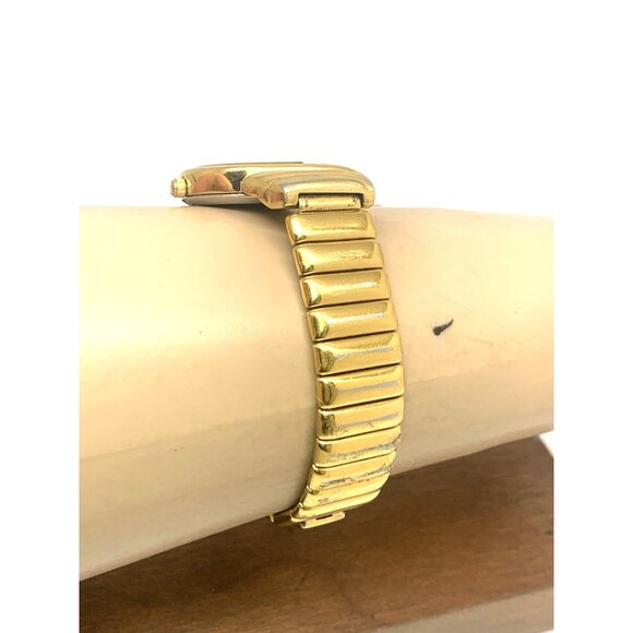 Elgin Women's Watch Vintage Half Moon Diamond Quartz Black Dial Gold Steel - Picture 11 of 14